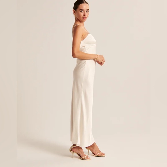 Satin Cowl Back Slip Mini Dress in White - Picture 3 of 9